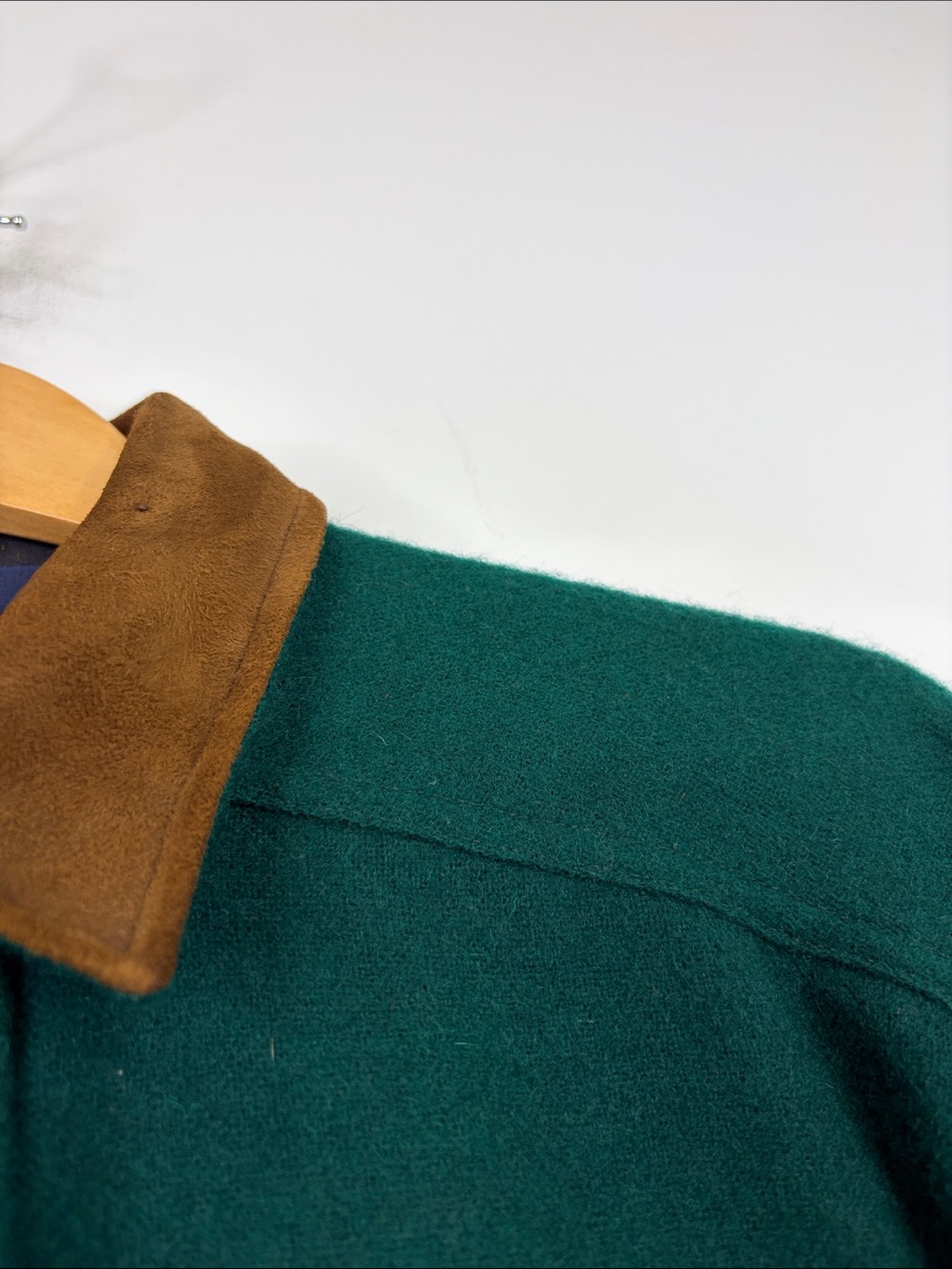 Woolrich Overshirt Mens XL Dark Green Wool Flannel Long Sleeve Elbow Patches - Picture 5 of 11